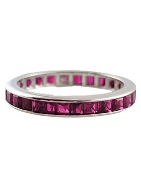 14k Gold & Ruby Carre Cut Eternity Ring Step Cut Size 6